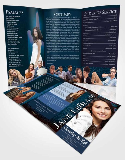 Obituary Template Trifold Brochure Devoted Passion