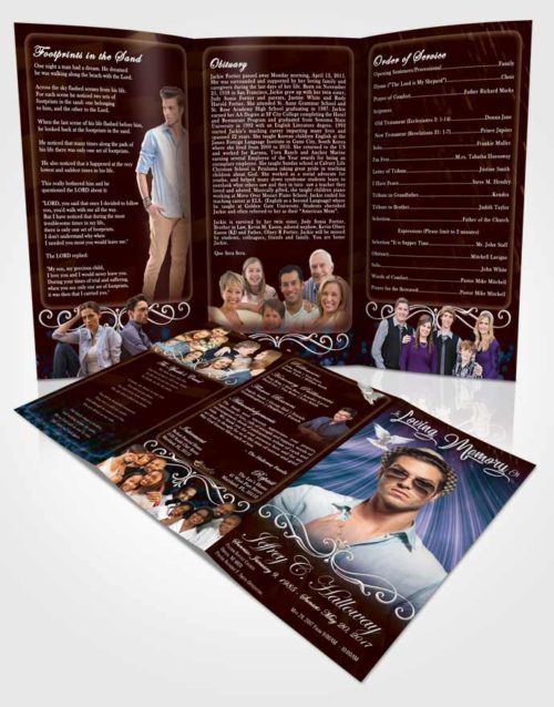 Obituary Template Trifold Brochure Devoted Strength