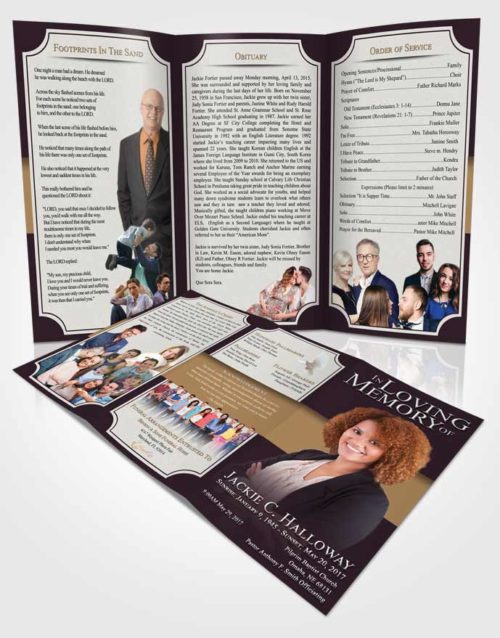 Obituary Template Trifold Brochure Evening Nobility