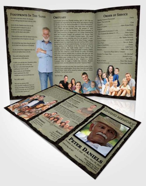 Obituary Template Trifold Brochure Evening Outback