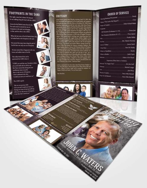 Obituary Template Trifold Brochure Evening Stars and Stripes