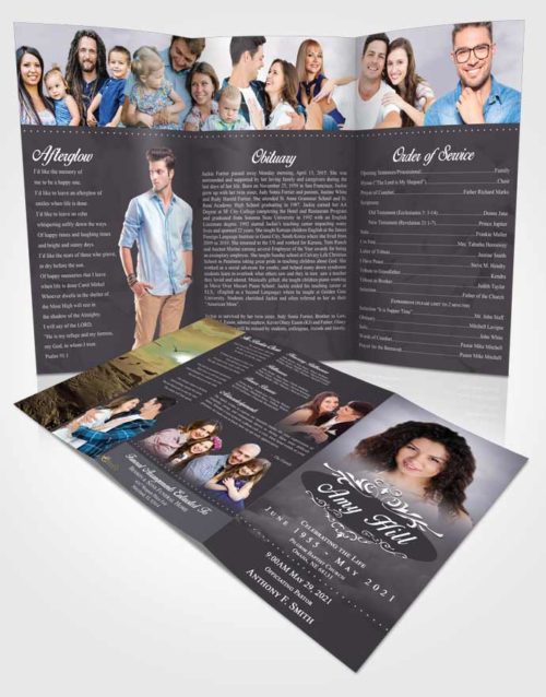 Obituary Template Trifold Brochure Evening Sympathy