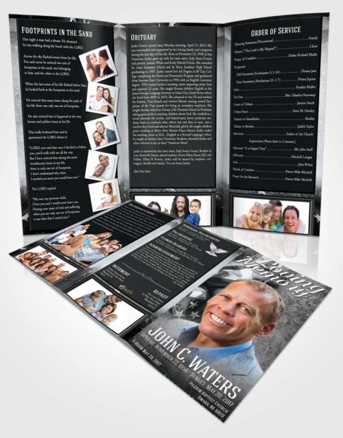 Obituary Template Trifold Brochure Freedom Stars and Stripes