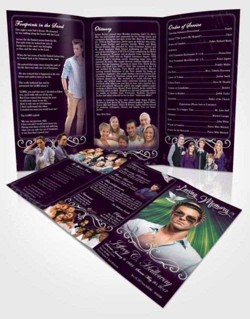 Obituary Template Trifold Brochure Mellow Strength