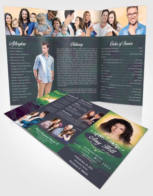 Obituary Template Trifold Brochure Mellow Sympathy