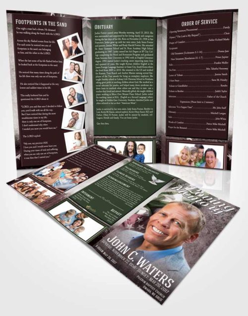 Obituary Template Trifold Brochure Morning Stars and Stripes
