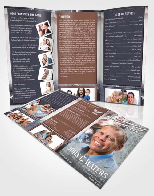 Obituary Template Trifold Brochure Mystical Stars and Stripes