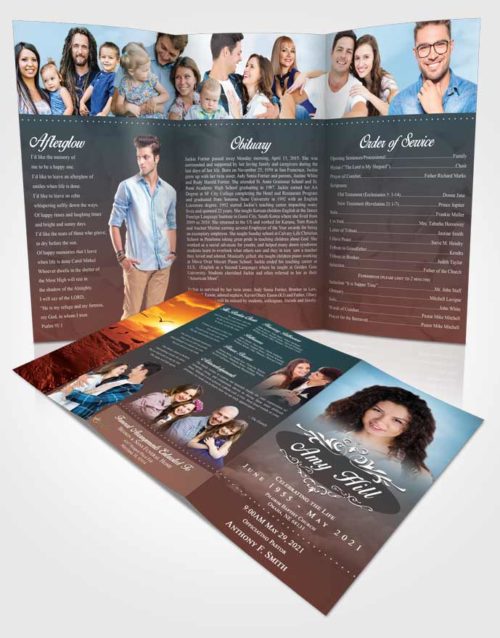 Obituary Template Trifold Brochure Quiet Sympathy