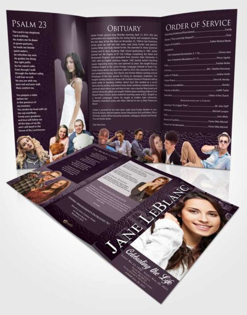 Obituary Template Trifold Brochure Remarkable Passion