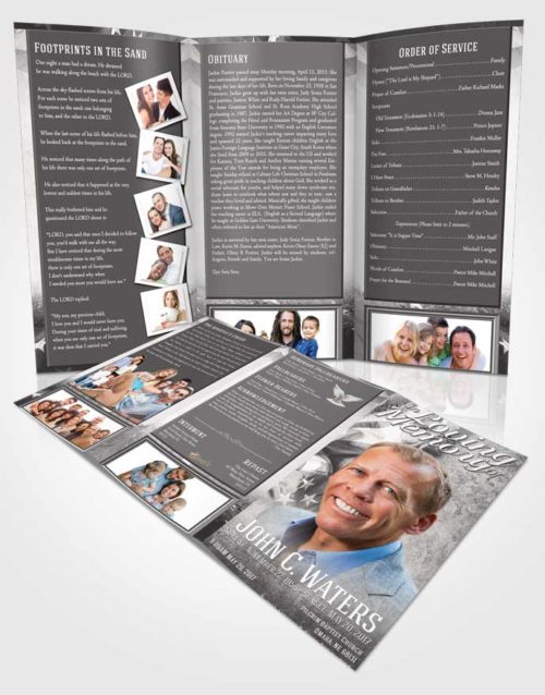 Obituary Template Trifold Brochure Shining Stars and Stripes