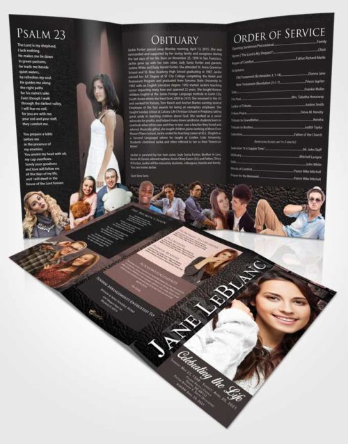 Obituary Template Trifold Brochure Simple Passion