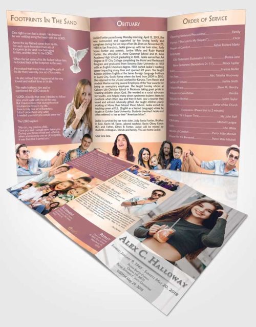 Obituary Template Trifold Brochure Smooth Endurance