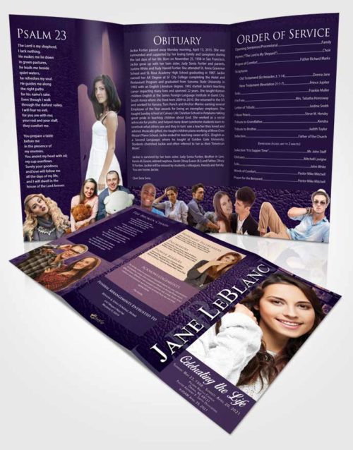 Obituary Template Trifold Brochure Smooth Passion