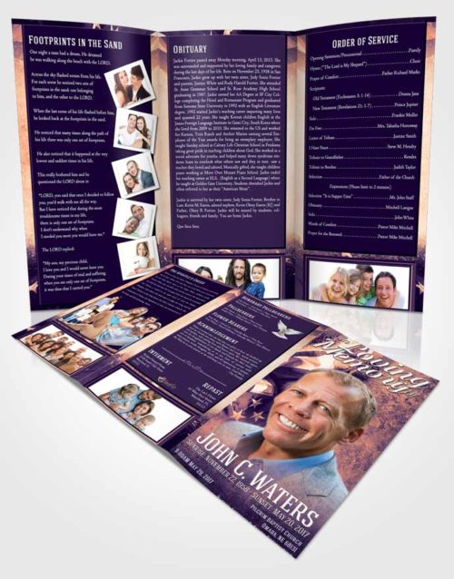 Obituary Template Trifold Brochure Smooth Stars and Stripes