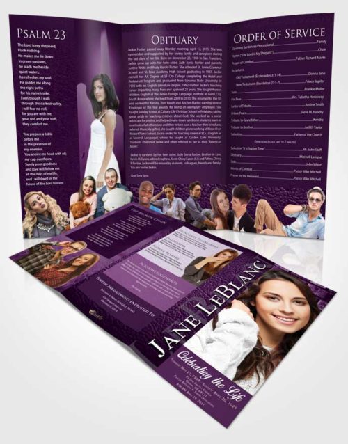 Obituary Template Trifold Brochure Soothing Passion
