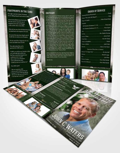 Obituary Template Trifold Brochure Spring Stars and Stripes