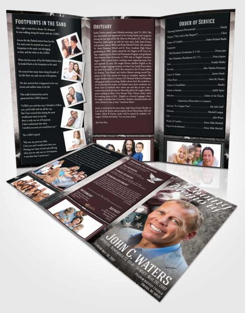 Obituary Template Trifold Brochure Superior Stars and Stripes