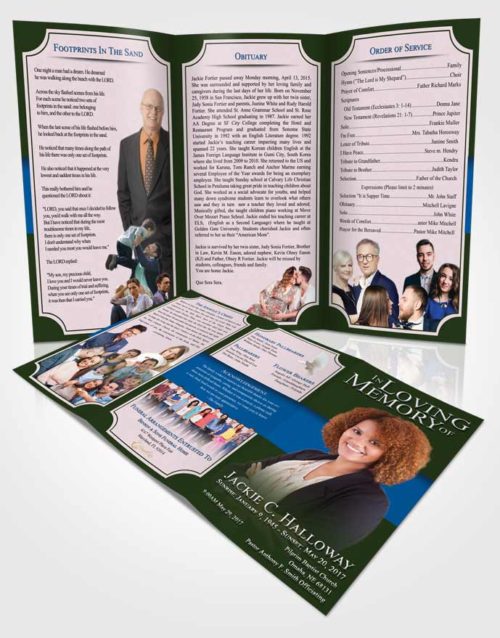 Obituary Template Trifold Brochure Tranquil Nobility