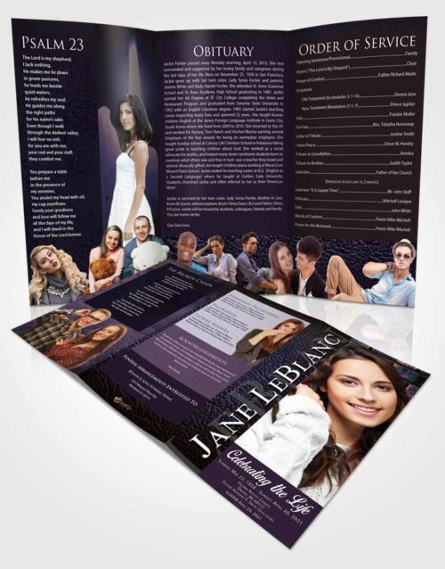 Obituary Template Trifold Brochure Tranquil Passion