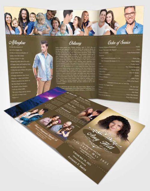 Obituary Template Trifold Brochure Tranquil Sympathy