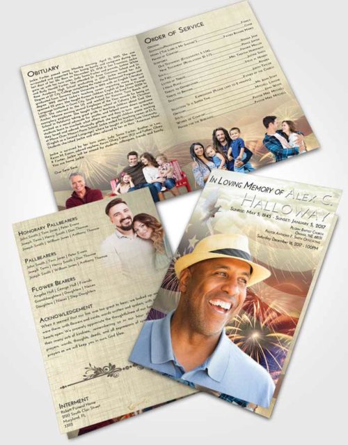 Bifold Order Of Service Obituary Template Brochure At Dusk American Patriot