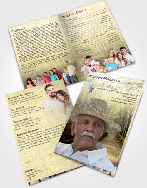 Bifold Order Of Service Obituary Template Brochure At Dusk Bamboo Forest