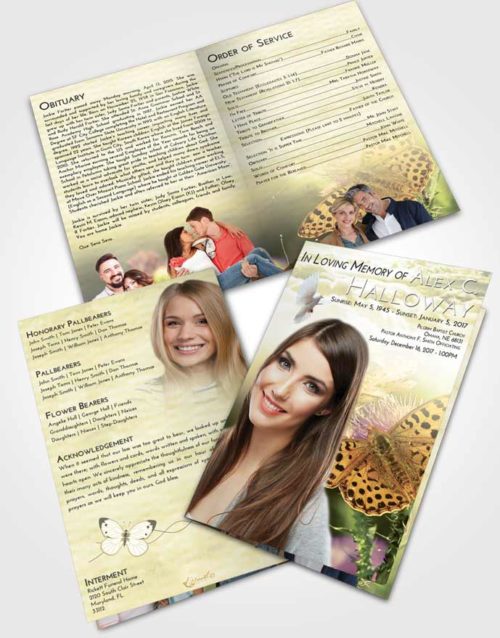 Bifold Order Of Service Obituary Template Brochure At Dusk Butterfly Peace