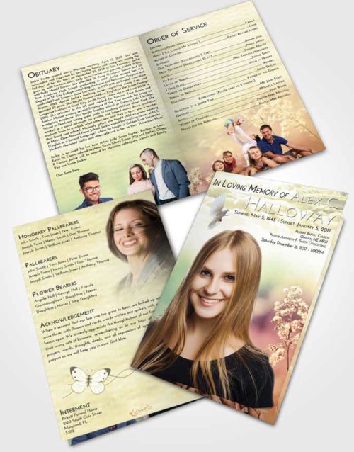 Bifold Order Of Service Obituary Template Brochure At Dusk Colorful Spring