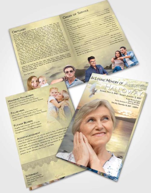 Bifold Order Of Service Obituary Template Brochure At Dusk Lake Front