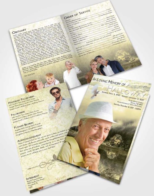 Bifold Order Of Service Obituary Template Brochure At Dusk Lake House