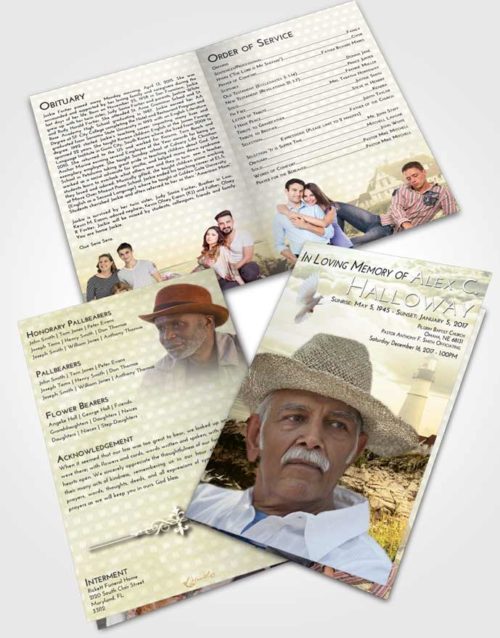 Bifold Order Of Service Obituary Template Brochure At Dusk Lighthouse Secret