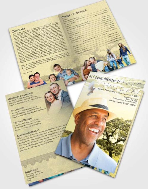 Bifold Order Of Service Obituary Template Brochure At Dusk Loving Leaves