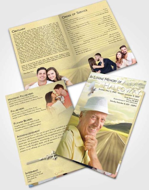 Bifold Order Of Service Obituary Template Brochure At Dusk Morning Highway