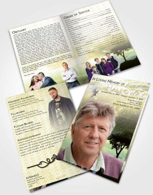 Bifold Order Of Service Obituary Template Brochure At Dusk Scenic Sky