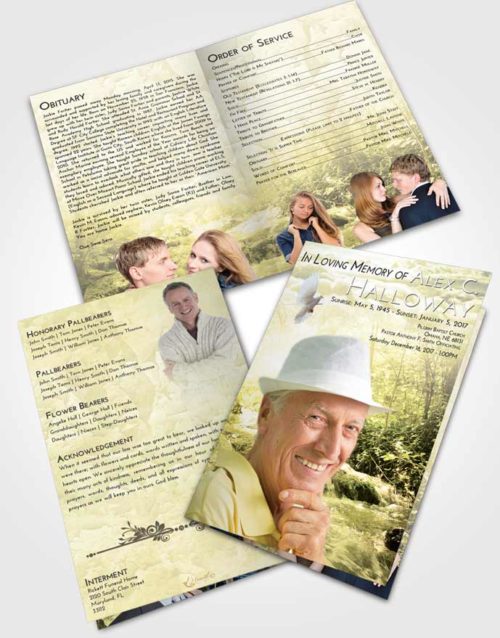Bifold Order Of Service Obituary Template Brochure At Dusk Silver Stream