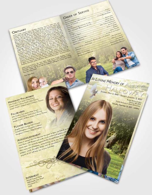 Bifold Order Of Service Obituary Template Brochure At Dusk Summer Forest