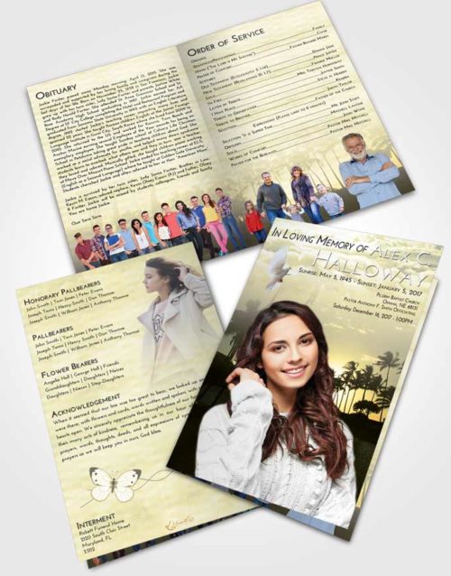 Bifold Order Of Service Obituary Template Brochure At Dusk Summer Palms