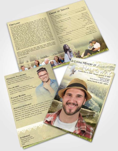 Bifold Order Of Service Obituary Template Brochure At Dusk Summer Waves