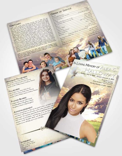 Bifold Order Of Service Obituary Template Brochure At Dusk Sunset Mystery