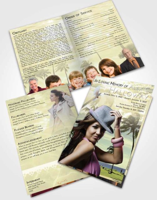 Bifold Order Of Service Obituary Template Brochure At Dusk Tropical Breeze
