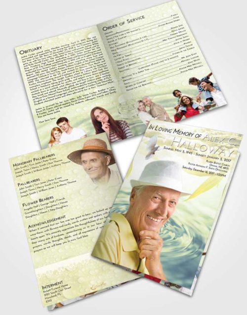 Bifold Order Of Service Obituary Template Brochure At Dusk Water Droplet