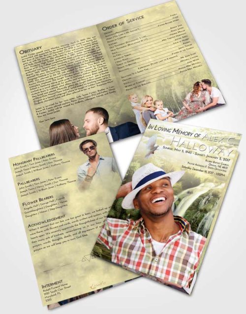Bifold Order Of Service Obituary Template Brochure At Dusk Waterfall Clarity