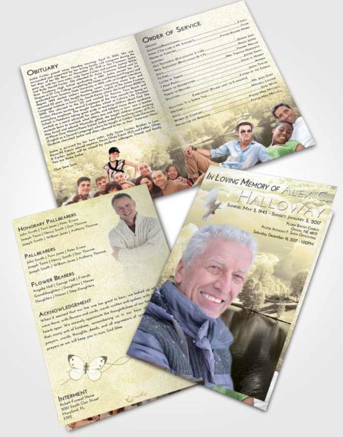 Bifold Order Of Service Obituary Template Brochure At Dusk White Winter Park