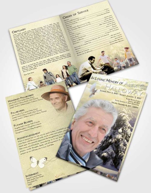 Bifold Order Of Service Obituary Template Brochure At Dusk Winter Wonderland