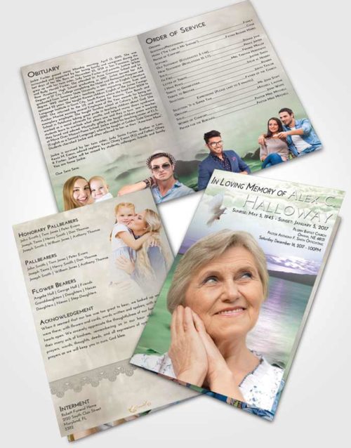 Bifold Order Of Service Obituary Template Brochure Emerald Lake Front