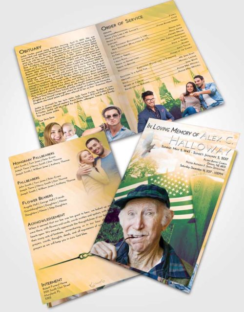 Bifold Order Of Service Obituary Template Brochure Emerald Serenity American Smile