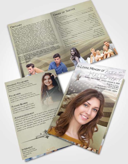 Bifold Order Of Service Obituary Template Brochure Evening American Honor