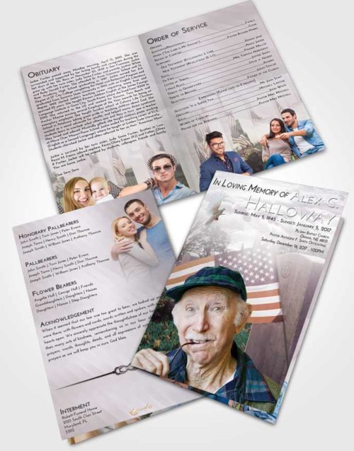 Bifold Order Of Service Obituary Template Brochure Evening American Smile