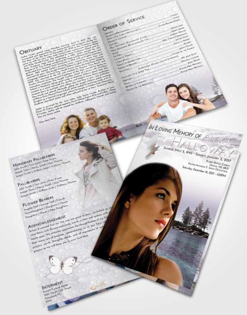 Bifold Order Of Service Obituary Template Brochure Evening Coral Waters