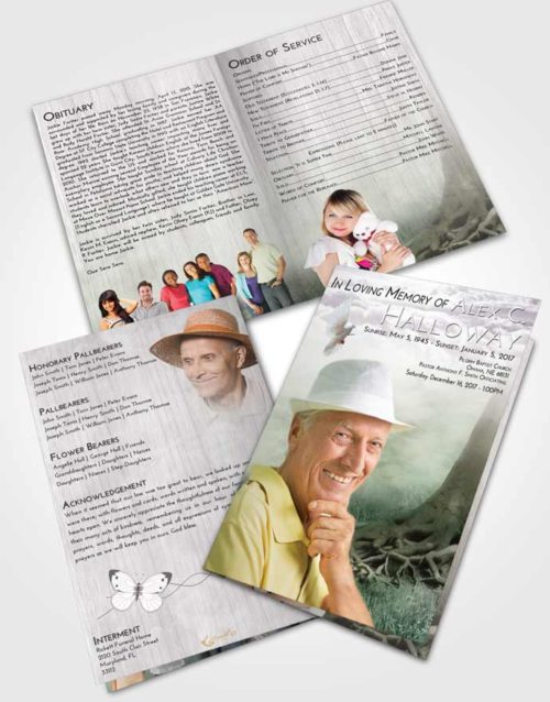 Bifold Order Of Service Obituary Template Brochure Evening Deep Roots
